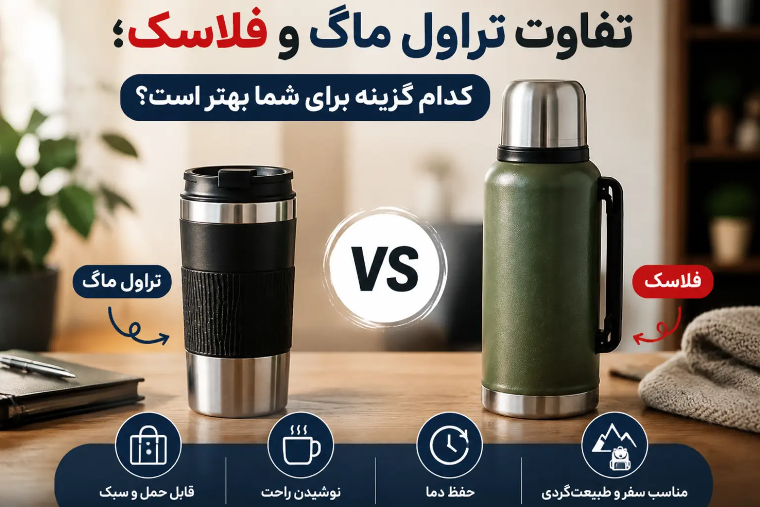 تفاوت تراول ماگ با فلاسک