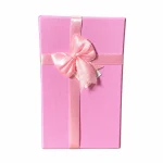 باکس هدیه صورتی با روبان ساتن