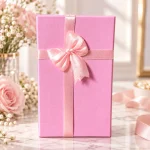باکس هدیه صورتی با روبان ساتن - Image 2